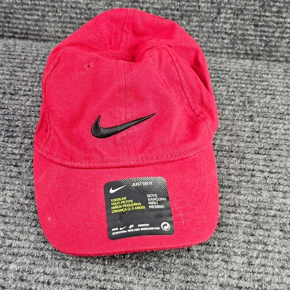 Nike Hat Boys Toddler Adjustable Red Swoosh Baseball Cap Strap Sports